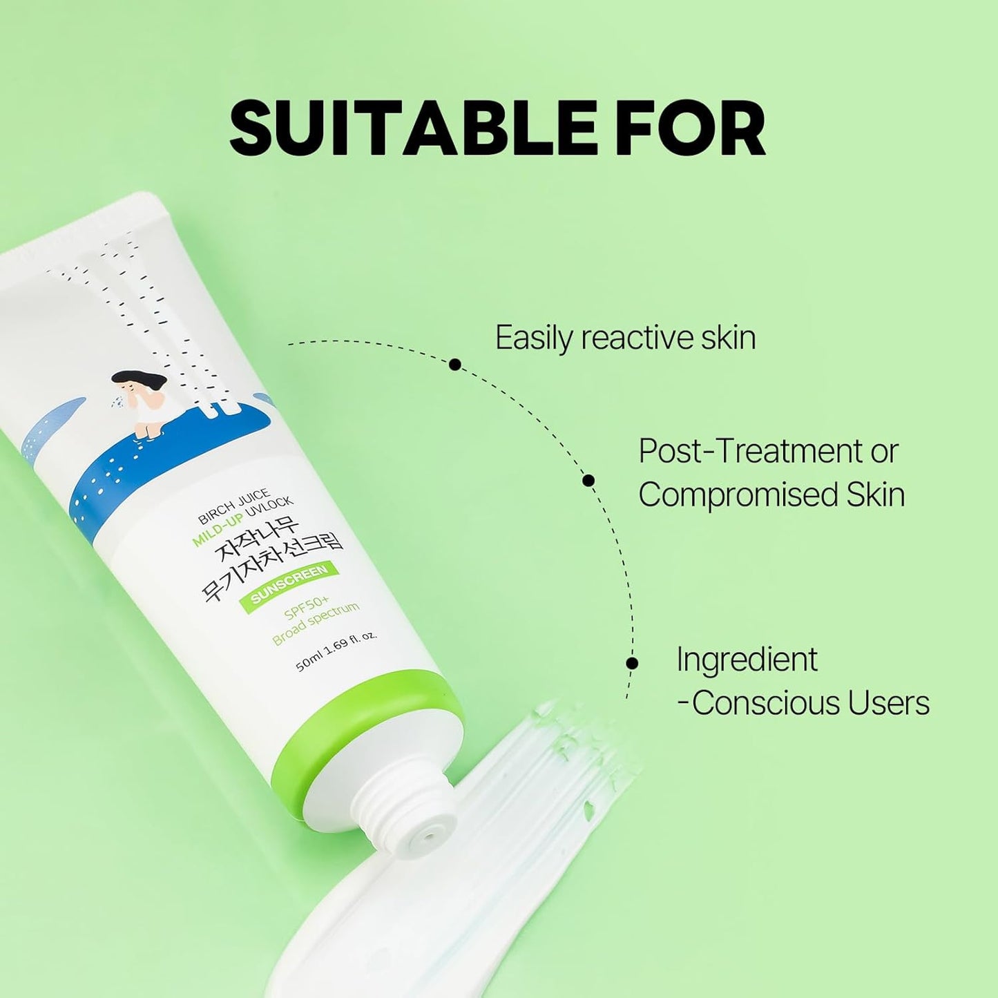 ROUND LAB Birch Juice Moisturizing + Mild-up Sunscreen UV LOCK Set 1.69 Fl Oz SPF 45, Mineral sunscreen for Sensitive Skin, Korean Summer Sunscreen Gift Set