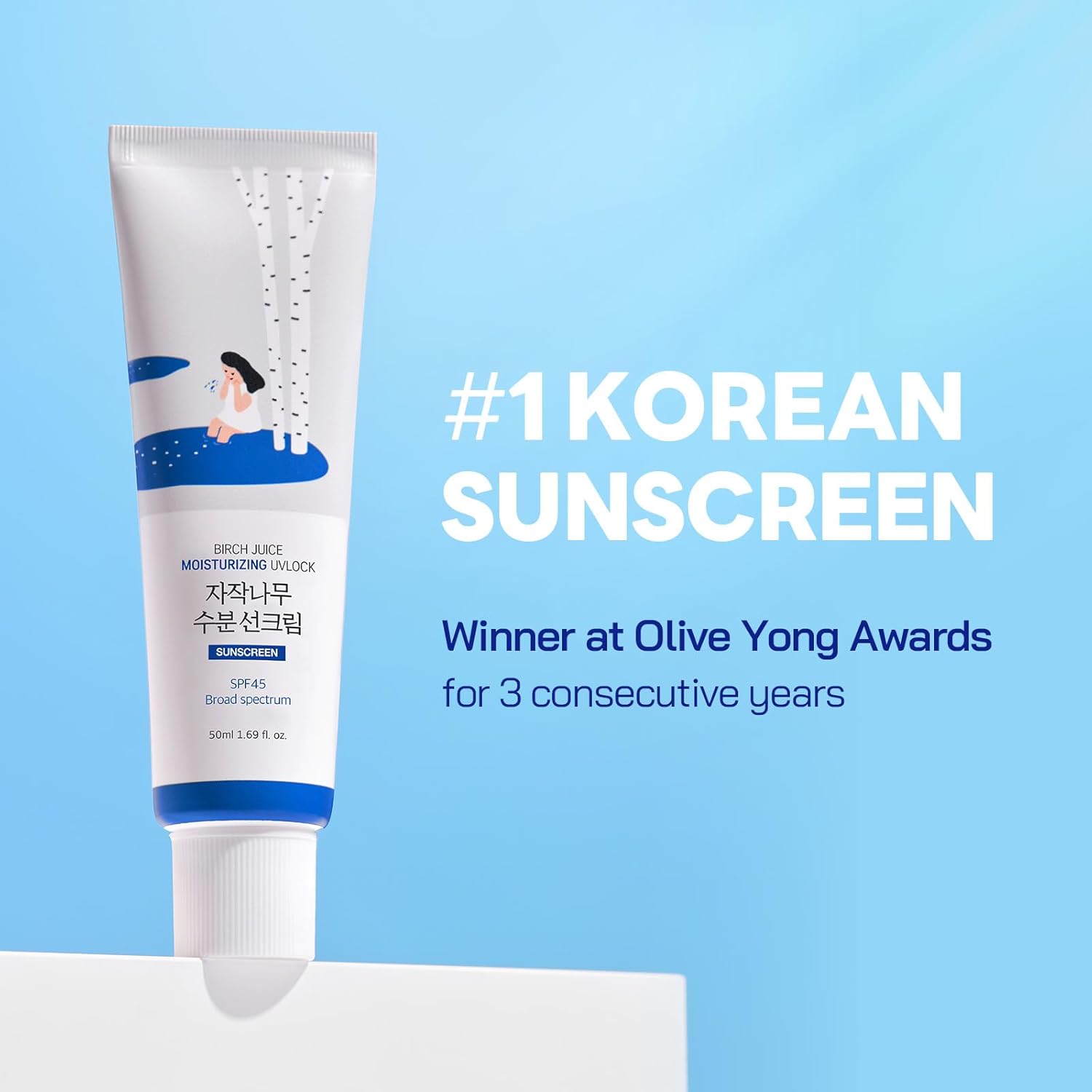 ROUND LAB Birch Juice Moisturizing + Mild-up Sunscreen UV LOCK Set 1.69 Fl Oz SPF 45, Mineral sunscreen for Sensitive Skin, Korean Summer Sunscreen Gift Set