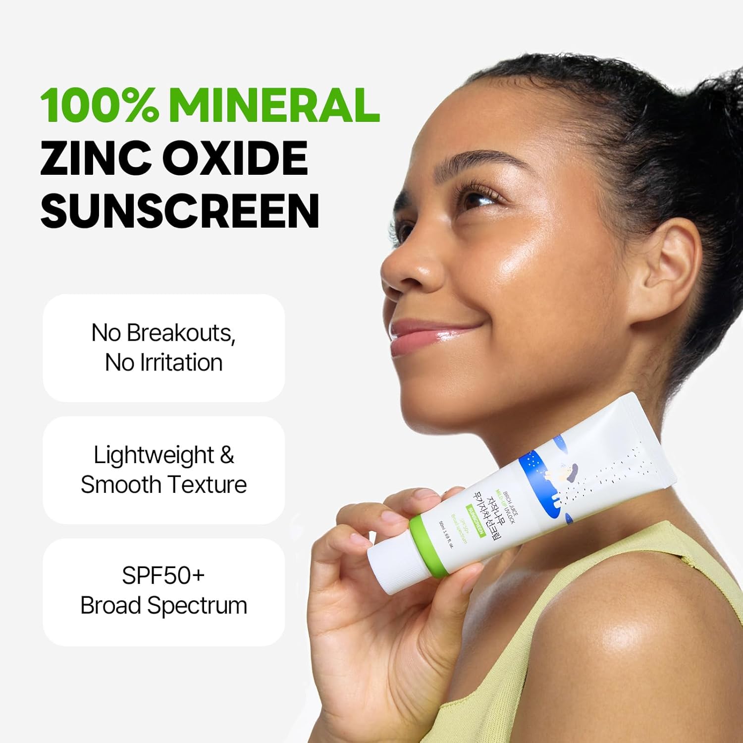 ROUND LAB Birch Juice Moisturizing + Mild-up Sunscreen UV LOCK Set 1.69 Fl Oz SPF 45, Mineral sunscreen for Sensitive Skin, Korean Summer Sunscreen Gift Set