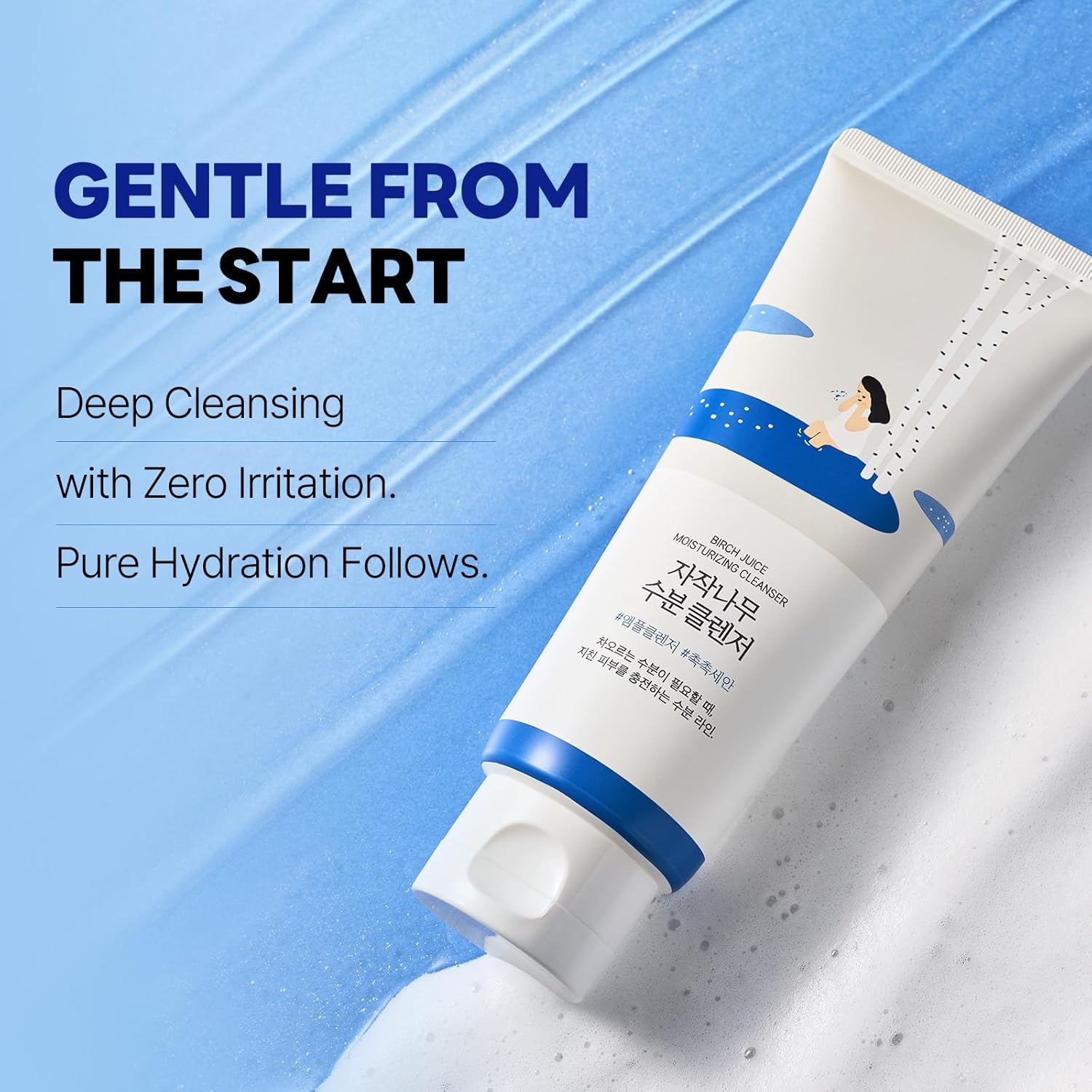 ROUND LAB Birch Juice Moisturizing Cleanser | Unclogs hidden sebum, Clears away dead skin cells., Soothing, Low pH, Gel Type Cleanser (5.07 fl.oz)