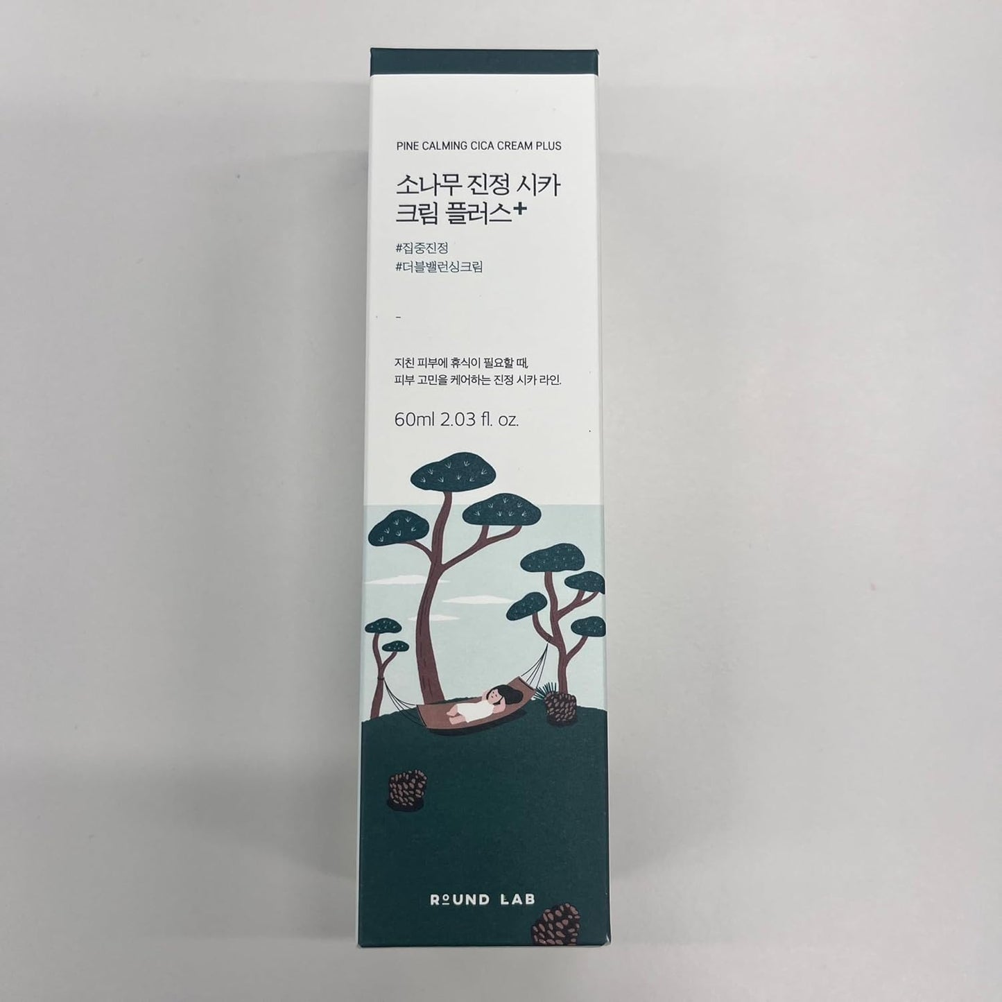 ROUND LAB Pine Cica Calming Cream Plus 60ml – Dual-Texture Soothing Cream for Blemish Care, Acne-Prone Skin Safe, Sebum & Oil Control, Intensive Calming, Strengthens Skin Barrier, Clear & Calm Finish