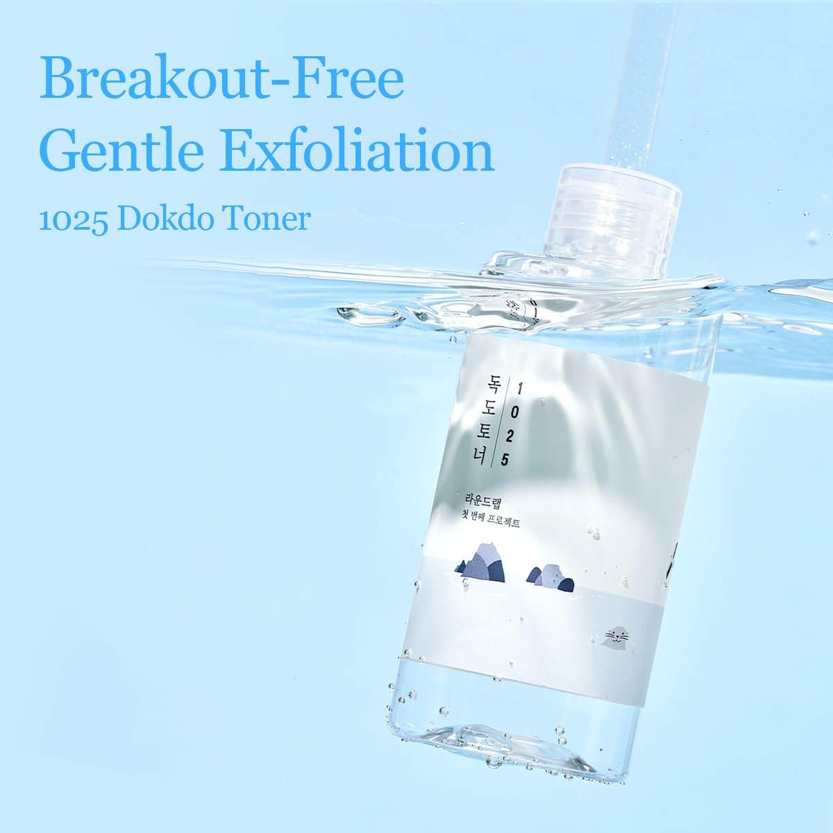 ROUND LAB 1025 Dokdo Toner 6.76 Fl Oz, Oil Control and Reduces Excess Sebum, Gentle Exfoliating Facial Toner, Deep Sea Water for Moisturization, Soft Finish Without Stickiness, Korean Skin Care