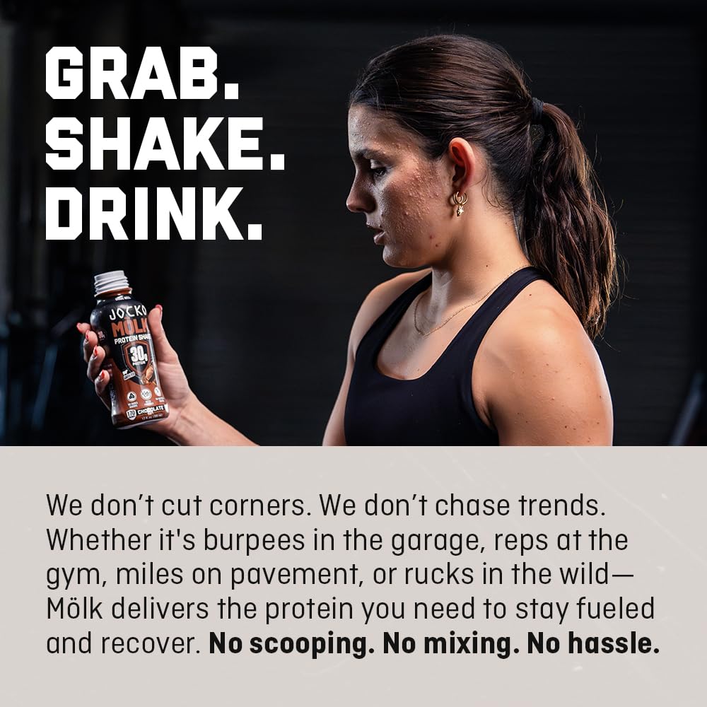 Jocko Mölk 30g Grass Fed Protein Shakes – No Added Sugar Protein Drinks KETO Friendly - Ready to Drink 12 FL Oz (Pack of 12) Banana Cream