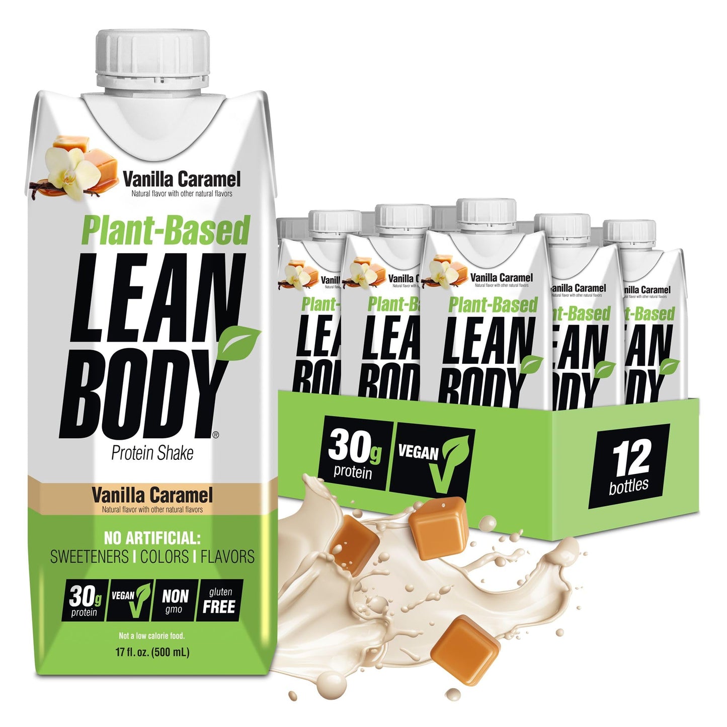 Lean Body Ready-to-Drink Salted Caramel Protein Shake, 40g Protein, Whey Blend, 0 Sugar, Gluten Free, 22 Vitamins & Minerals, 17 Fl Oz (Pack of 12)