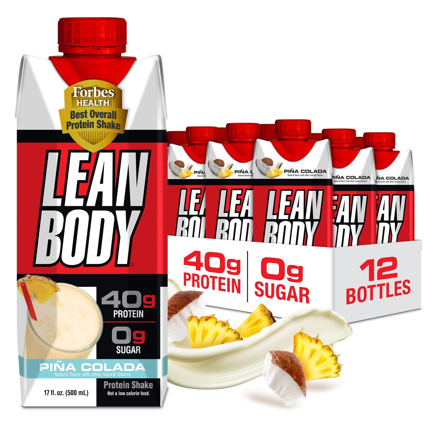 Lean Body Ready-to-Drink Salted Caramel Protein Shake, 40g Protein, Whey Blend, 0 Sugar, Gluten Free, 22 Vitamins & Minerals, 17 Fl Oz (Pack of 12)