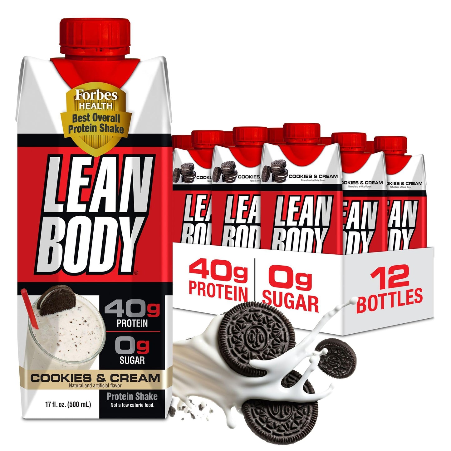 Lean Body Ready-to-Drink Salted Caramel Protein Shake, 40g Protein, Whey Blend, 0 Sugar, Gluten Free, 22 Vitamins & Minerals, 17 Fl Oz (Pack of 12)