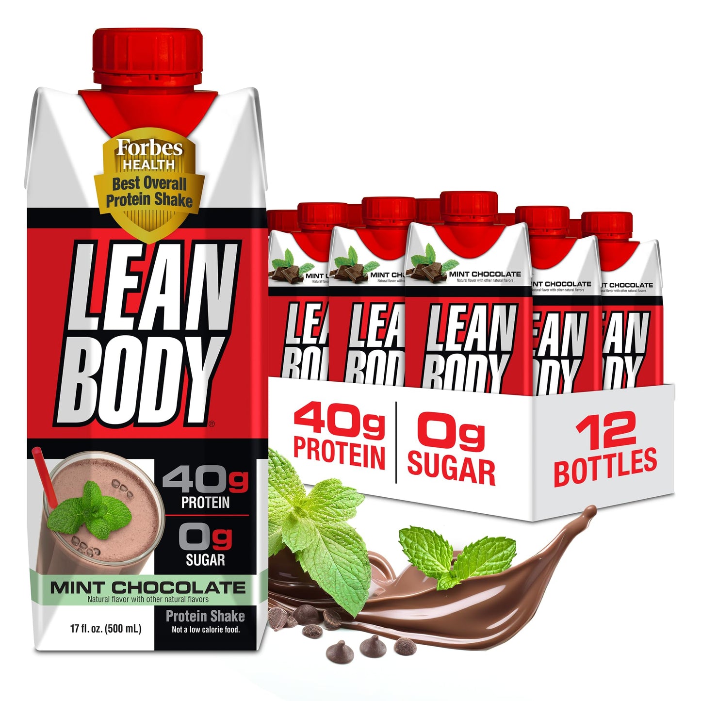 Lean Body Ready-to-Drink Salted Caramel Protein Shake, 40g Protein, Whey Blend, 0 Sugar, Gluten Free, 22 Vitamins & Minerals, 17 Fl Oz (Pack of 12)