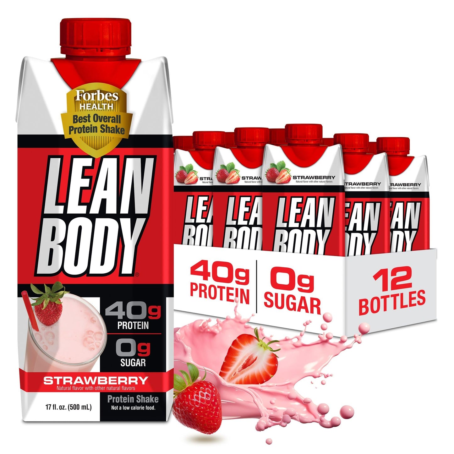Lean Body Ready-to-Drink Salted Caramel Protein Shake, 40g Protein, Whey Blend, 0 Sugar, Gluten Free, 22 Vitamins & Minerals, 17 Fl Oz (Pack of 12)