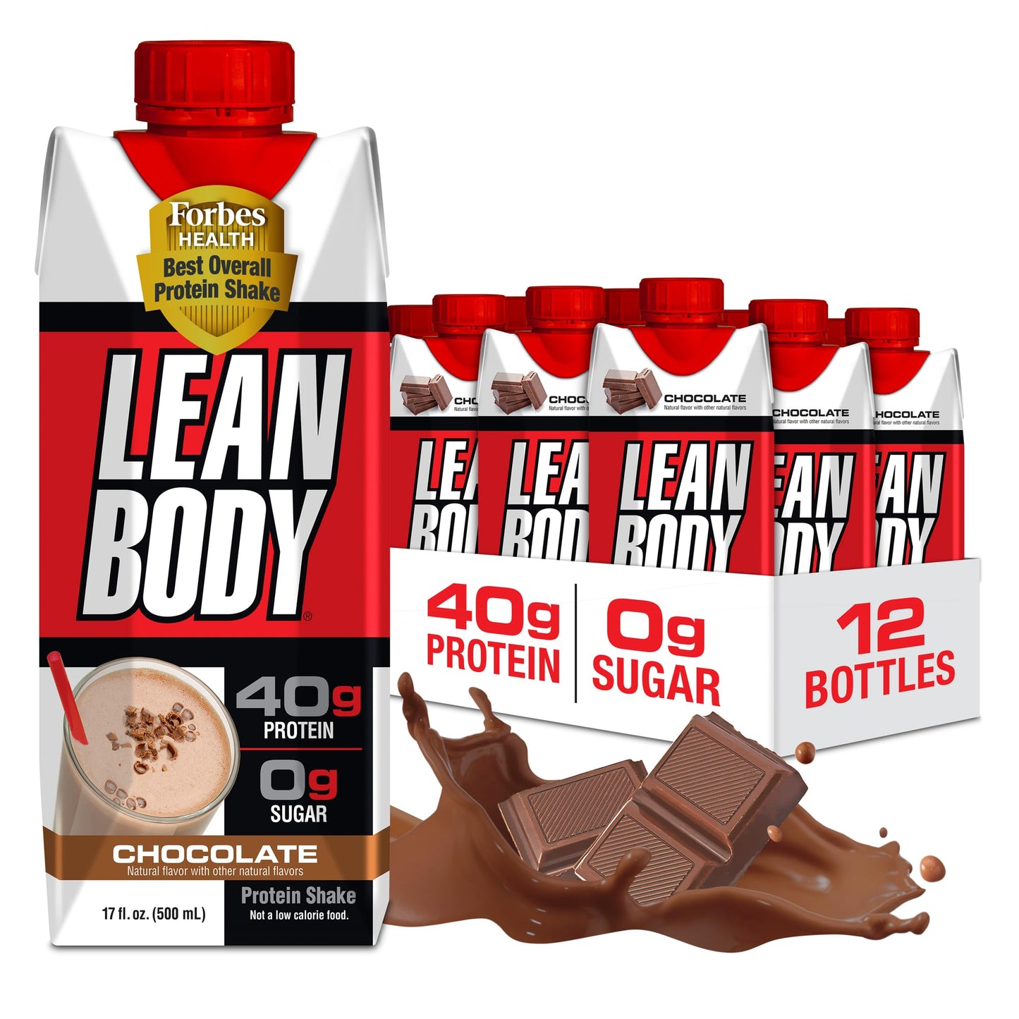 Lean Body Ready-to-Drink Salted Caramel Protein Shake, 40g Protein, Whey Blend, 0 Sugar, Gluten Free, 22 Vitamins & Minerals, 17 Fl Oz (Pack of 12)