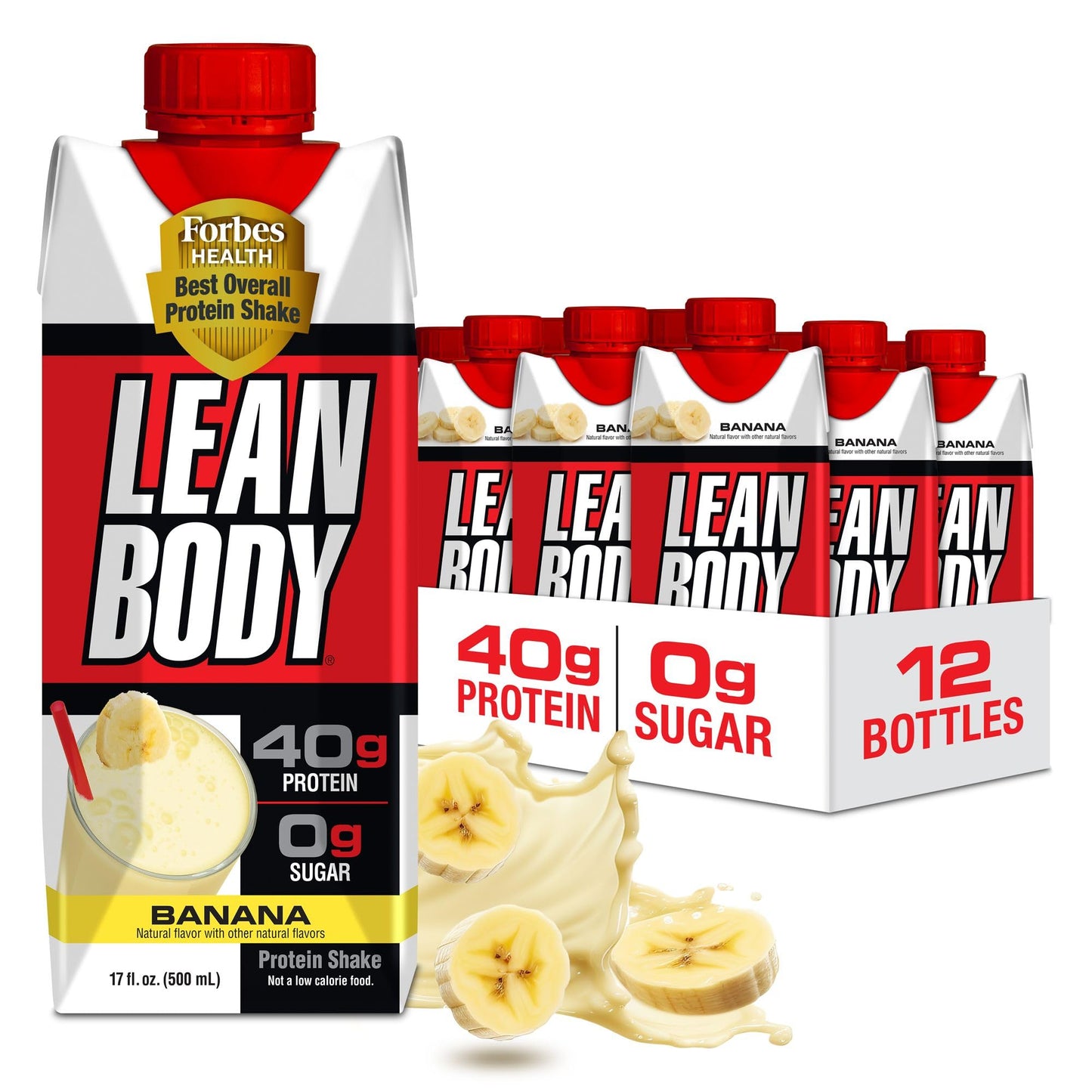 Lean Body Ready-to-Drink Salted Caramel Protein Shake, 40g Protein, Whey Blend, 0 Sugar, Gluten Free, 22 Vitamins & Minerals, 17 Fl Oz (Pack of 12)